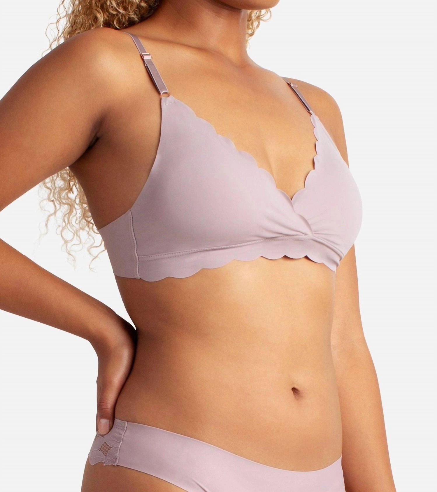 Women's 2-Pack Laser Wire Free Bra With Scallop Edge In Faded Meadow And Black