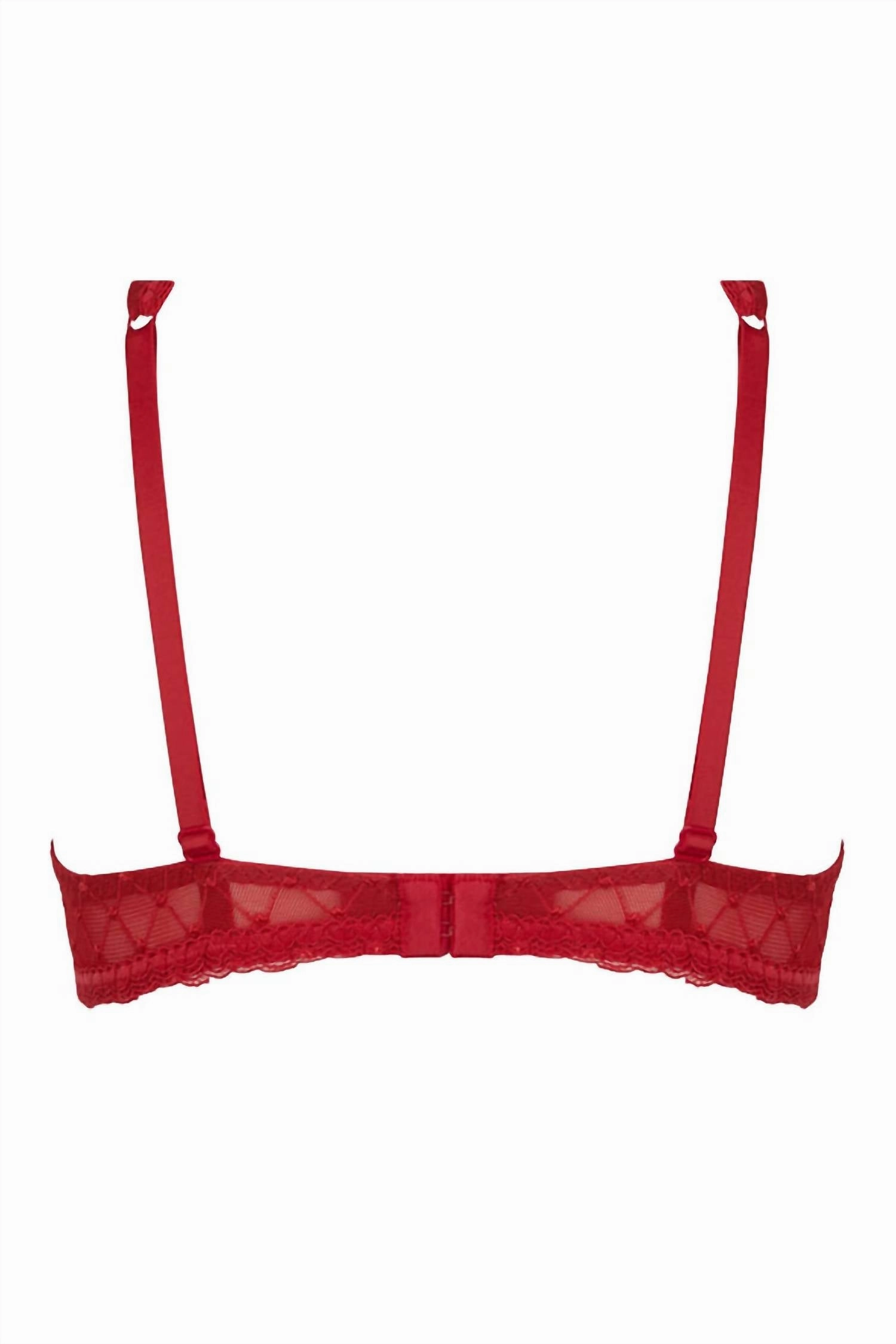 Women's Padded Demi Cup Bra In Rouge Cherry