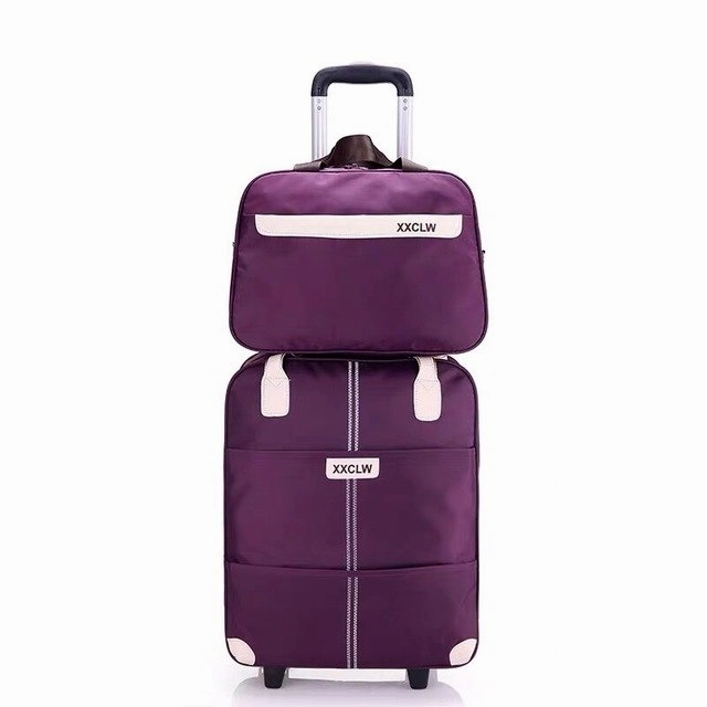 Women Simple Luggage Series 18 20 Inch Oxford Cloth Handbag And Rolling Luggage Men Carry On