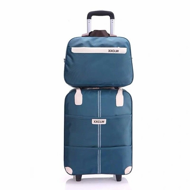 Women Simple Luggage Series 18 20 Inch Oxford Cloth Handbag And Rolling Luggage Men Carry On