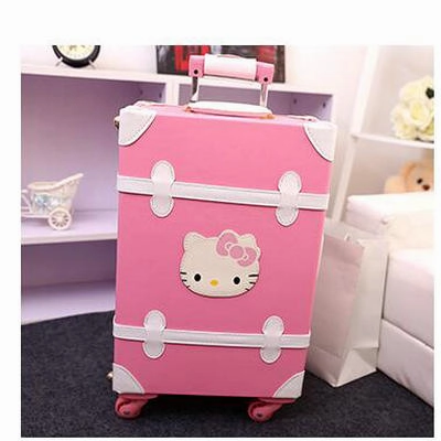 Women Vintage Trolley Luggage Travel Bag Hello Kitty Luggage Universal Wheels Luggage Sets Travel