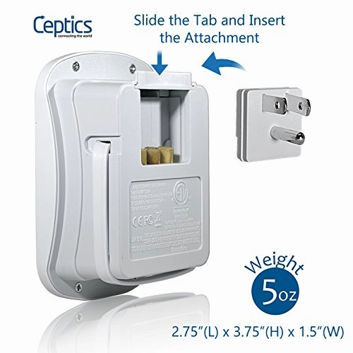 World Travel Adapter Kit by Ceptics - Dual USB   2 US Outlets, Surge Protection, Plugs for Europe, UK, China, Australia, Japan - Perfect for Laptop, Cell Phones, Cameras - Safe ETL Tested (WPS-2B )