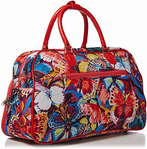 World Traveler Women'S Value Series 21-Inch Pink Butterfly Duffel Bag, Pink Trim Butterfly, One