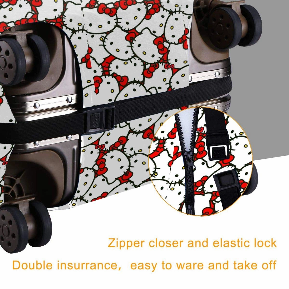 Xzcxyadd Hello Kitty (29) Travel Luggage Protector Case Polyester Fiber Baggage Cover Suitcase Protective Cover Suit for 18-32inch