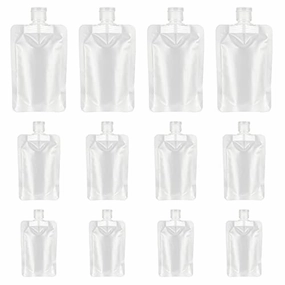 YASUOA 12 Pieces Travel Size Refillable Empty Squeeze Pouch, TSA Approved Stand Up Pouch for Toiletry, Lotion Shampoo Shower Gel Squeezable Bags, Leakproof Cosmetic Containers (30ml/50ml/100ml)