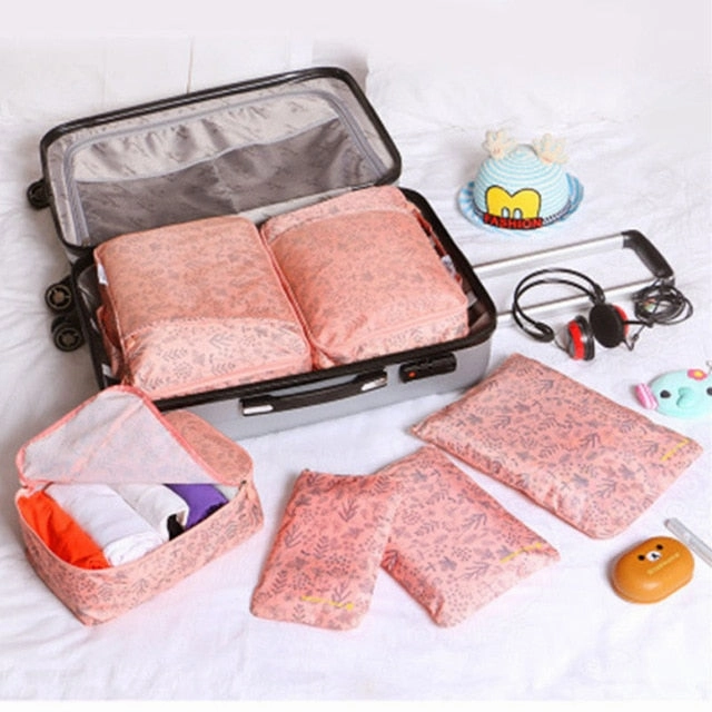 Yesello 6 Pcs/ set High Quality Oxford Mesh Cloth Travel Bag Organizer Luggage Packing Cube