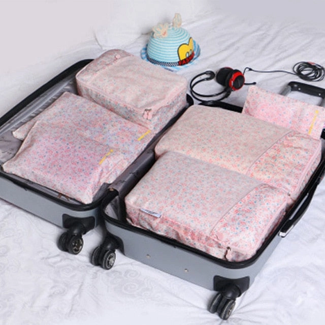Yesello 6 Pcs/ set High Quality Oxford Mesh Cloth Travel Bag Organizer Luggage Packing Cube
