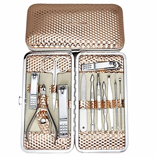 Zizzon Professional Nail Care Kit Manicure Grooming Set With Travel Case(Rose Gold)