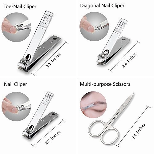 Zizzon Professional Nail Care Kit Manicure Grooming Set With Travel Case(Rose Gold)