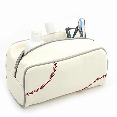 Zumer Sport Florida Gators Baseball Leather Travel Toiletry Kit Zippered Pouch Bag - Made from The Same Materials as a Baseball - White