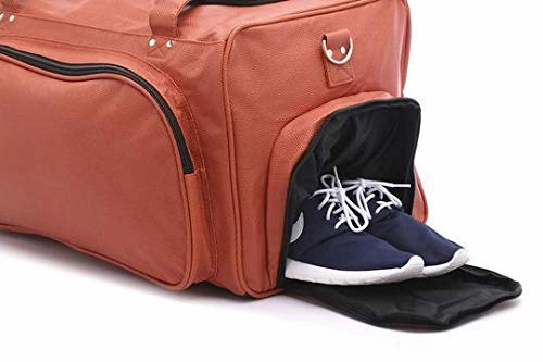 Zumer Sport Florida Gators Basketball Leather Travel Kit Duffel Gym Bag - Made from Genuine Basketball Materials - Shoulder Strap and Handles - Shoe Compartment - Orange