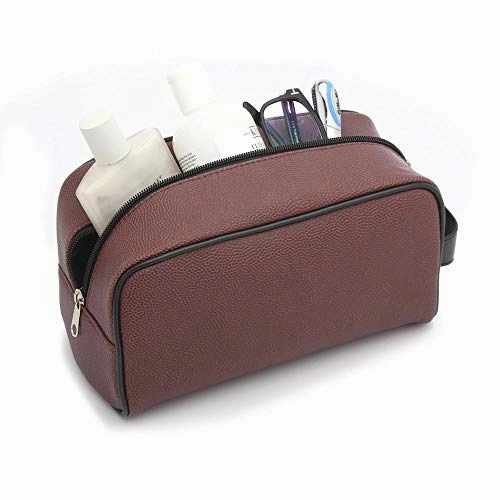 Zumer Sport Florida Gators Football Leather Travel Toiletry Kit Zippered Pouch Bag - Made from The Same Exact Materials as a Football - Brown