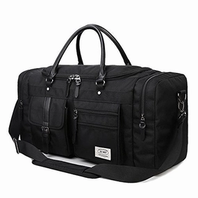 ZUMIT 45L Travel Duffel Bag Mens Womens Large Foldabling Luggage Water-resistant Super Lightweight Shoulder Suitcase Holdall Tote Handbag Brief Case Black #806-S